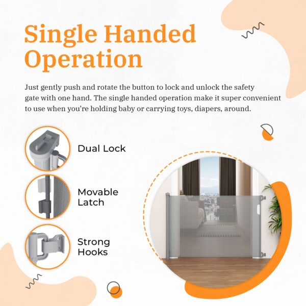 MeeruWorks Dual Lock Retractable Stair Gates - Image 4