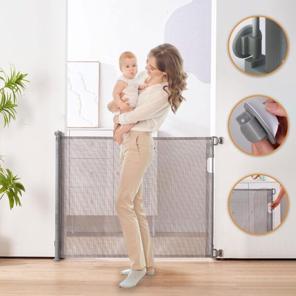 MeeruWorks Dual Lock Retractable Stair Gates - Image 5