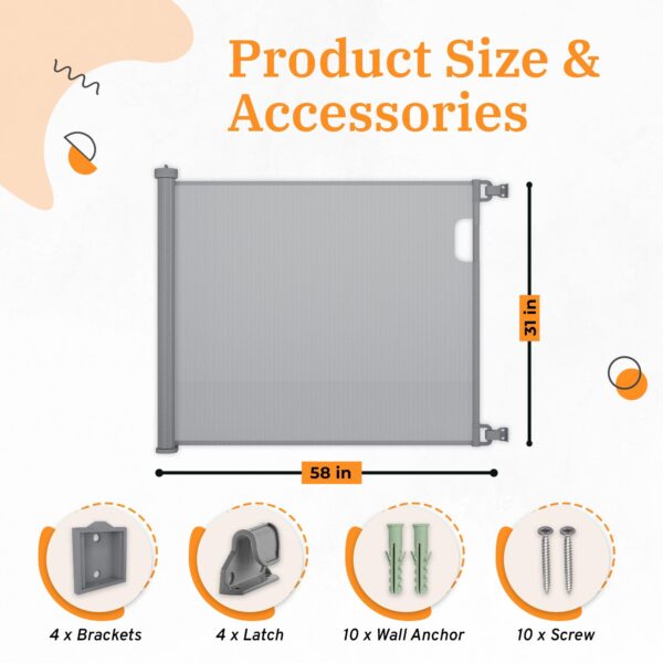 MeeruWorks Dual Lock Retractable Stair Gates - Image 2